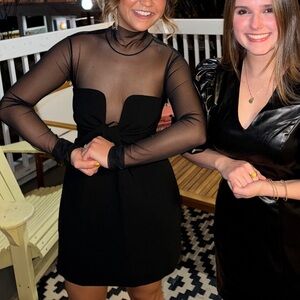 ALC black mesh mini dress